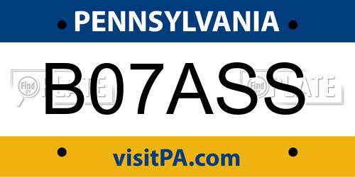 B07ASS Pennsylvania License Plate