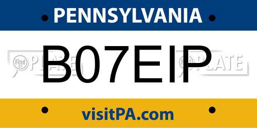 B07EIP Pennsylvania License Plate