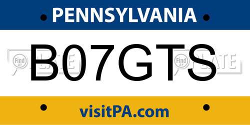 B07GTS Pennsylvania License Plate