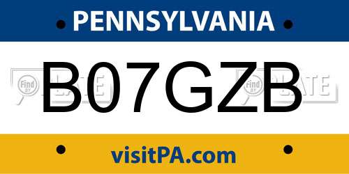 B07GZB Pennsylvania License Plate