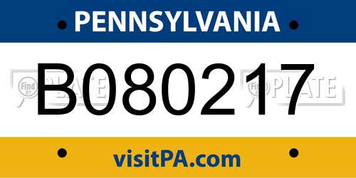 B080217 Pennsylvania License Plate