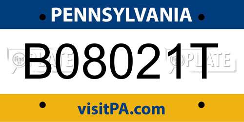 B08021T Pennsylvania License Plate