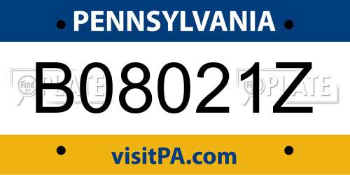 B08021Z Pennsylvania License Plate