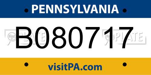 B080717 Pennsylvania License Plate