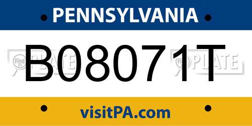 B08071T Pennsylvania License Plate