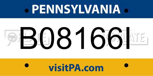 B08166I Pennsylvania License Plate