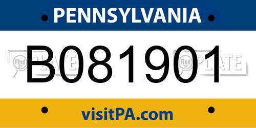 B081901 Pennsylvania License Plate