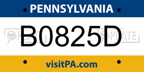 B0825D Pennsylvania License Plate