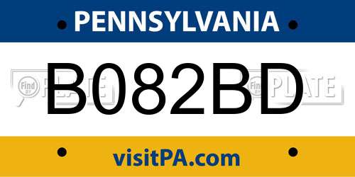 B082BD Pennsylvania License Plate