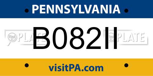 B082II Pennsylvania License Plate