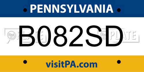 B082SD Pennsylvania License Plate