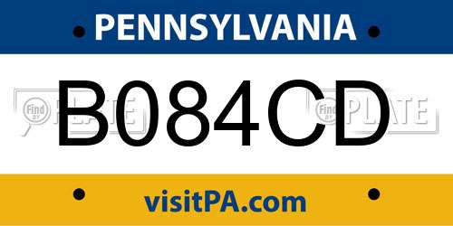 B084CD Pennsylvania License Plate