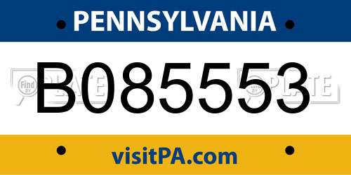 B085553 Pennsylvania License Plate