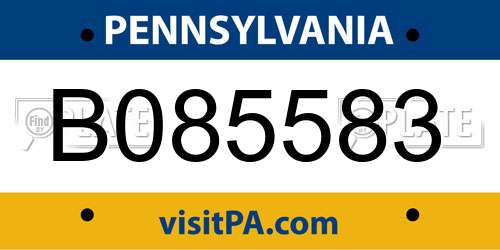 B085583 Pennsylvania License Plate