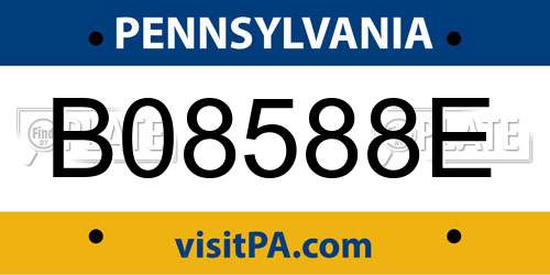 B08588E Pennsylvania License Plate