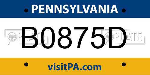 B0875D Pennsylvania License Plate