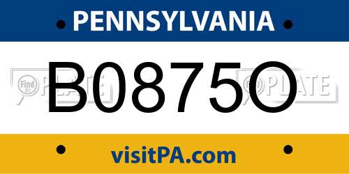 B0875O Pennsylvania License Plate
