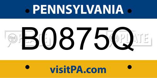B0875Q Pennsylvania License Plate