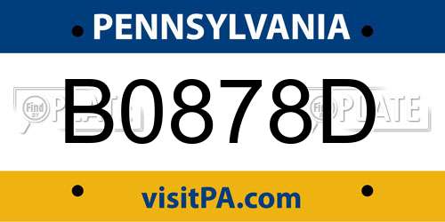 B0878D Pennsylvania License Plate