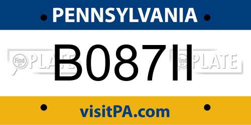 B087II Pennsylvania License Plate