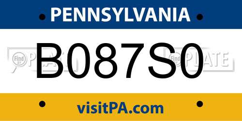 B087S0 Pennsylvania License Plate