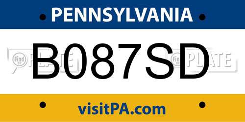 B087SD Pennsylvania License Plate