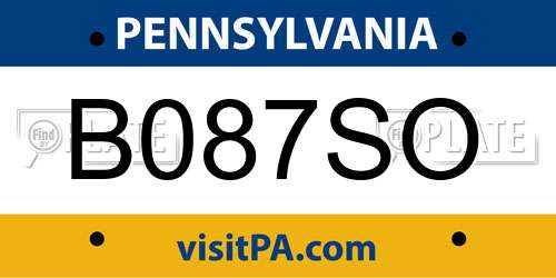B087SO Pennsylvania License Plate