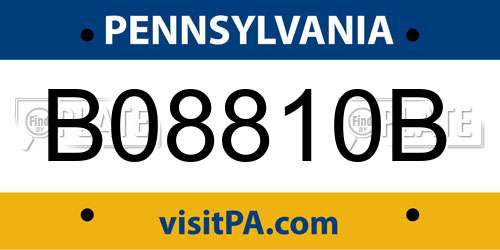 B08810B Pennsylvania License Plate