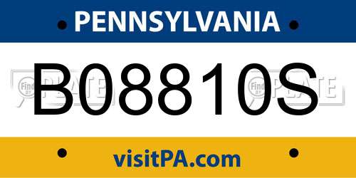 B08810S Pennsylvania License Plate
