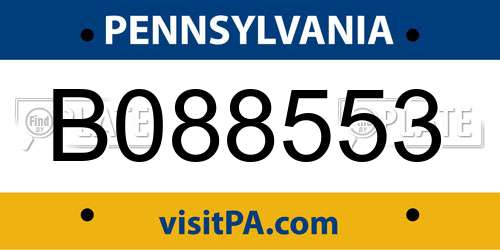 B088553 Pennsylvania License Plate