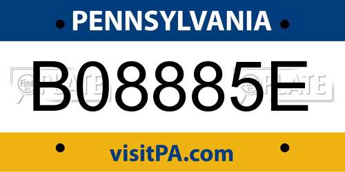 B08885E Pennsylvania License Plate