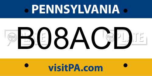 B08ACD Pennsylvania License Plate