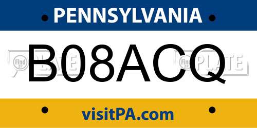 B08ACQ Pennsylvania License Plate