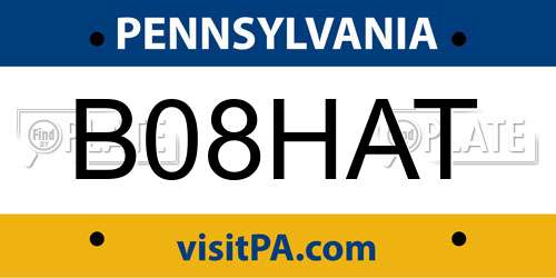 B08HAT Pennsylvania License Plate