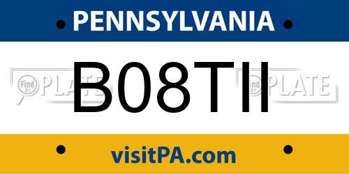 B08TII Pennsylvania License Plate