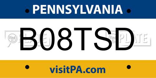 B08TSD Pennsylvania License Plate