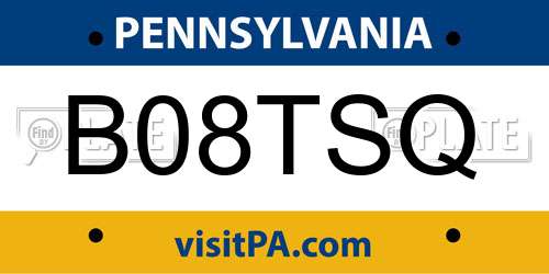 B08TSQ Pennsylvania License Plate