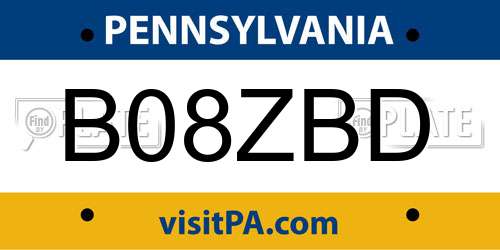 B08ZBD Pennsylvania License Plate