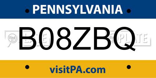 B08ZBQ Pennsylvania License Plate