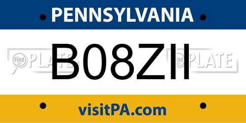 B08ZII Pennsylvania License Plate