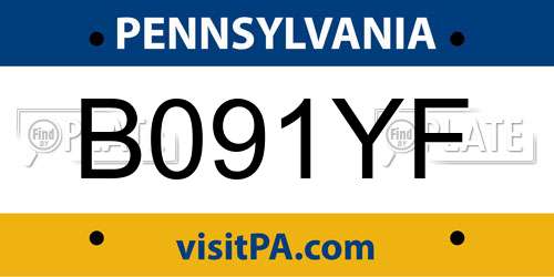 B091YF Pennsylvania License Plate