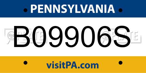 B09906S Pennsylvania License Plate