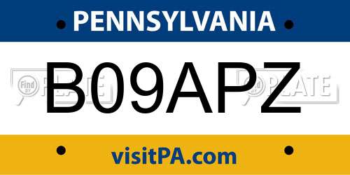 B09APZ Pennsylvania License Plate