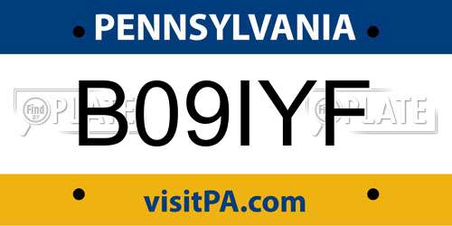 B09IYF Pennsylvania License Plate