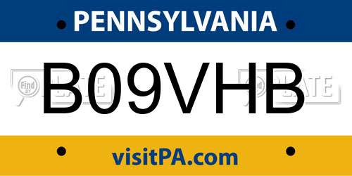 B09VHB Pennsylvania License Plate