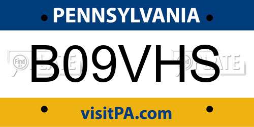 B09VHS Pennsylvania License Plate