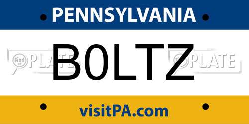 B0LTZ Pennsylvania License Plate
