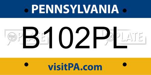 B102PL Pennsylvania License Plate