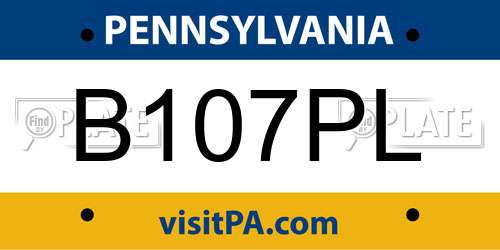 B107PL Pennsylvania License Plate