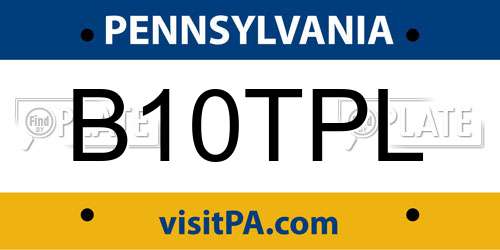 B10TPL Pennsylvania License Plate